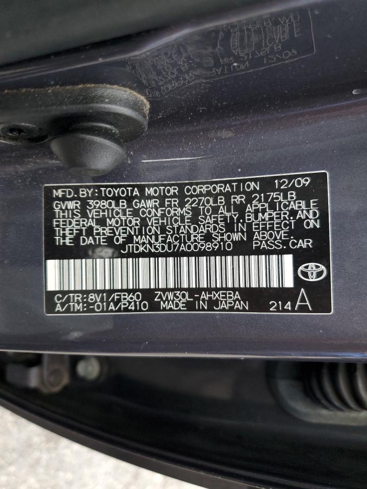 2010 Toyota Prius VIN: JTDKN3DU7A0098910 Lot: 82223685
