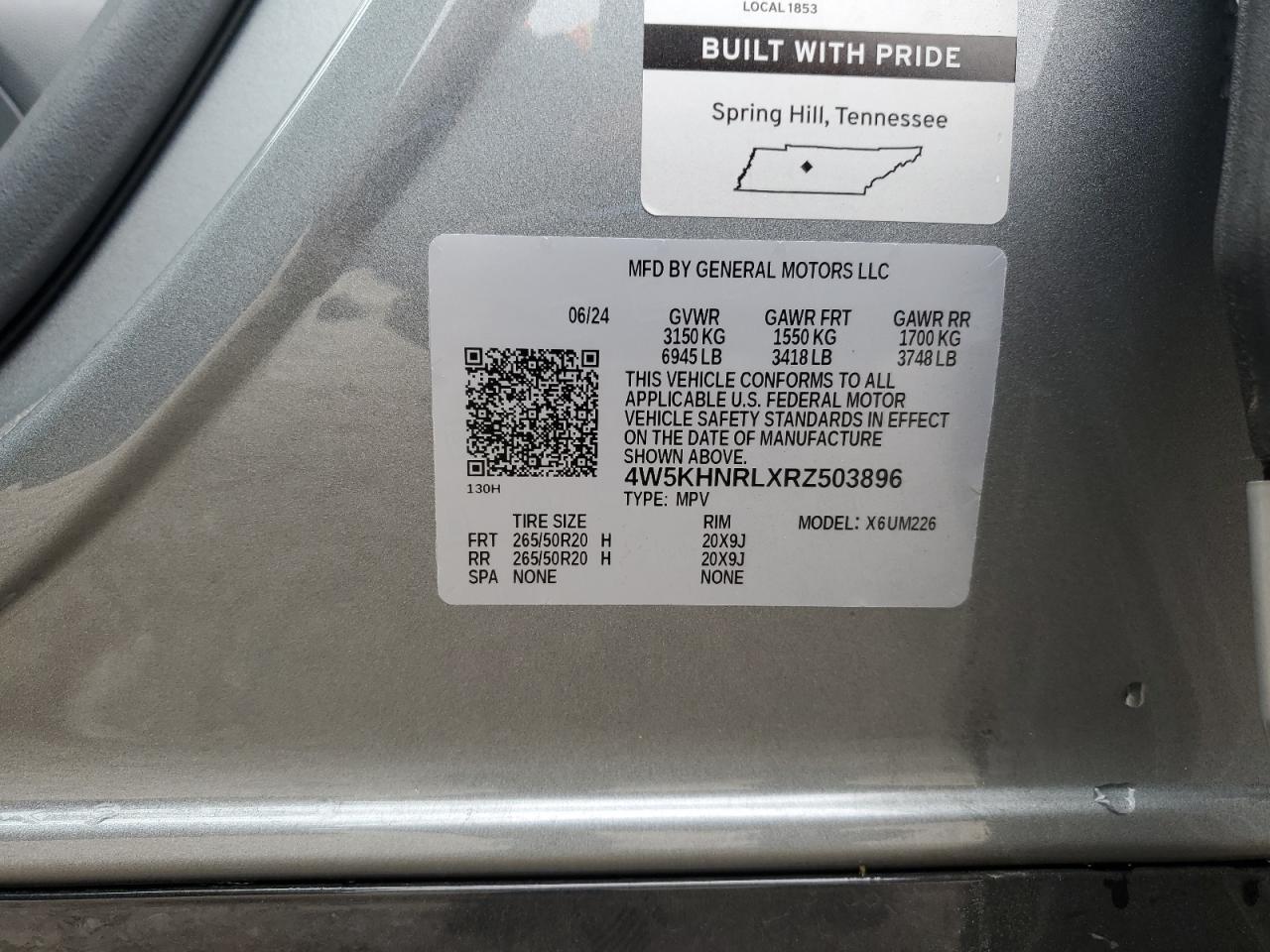 2024 Acura Zdx A-Spec VIN: 4W5KHNRLXRZ503896 Lot: 85664855