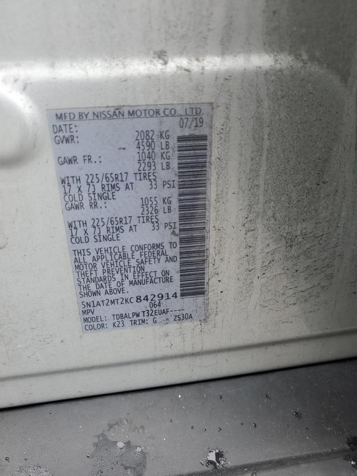 2019 Nissan Rogue S VIN: 5N1AT2MT2KC842914 Lot: 85487365