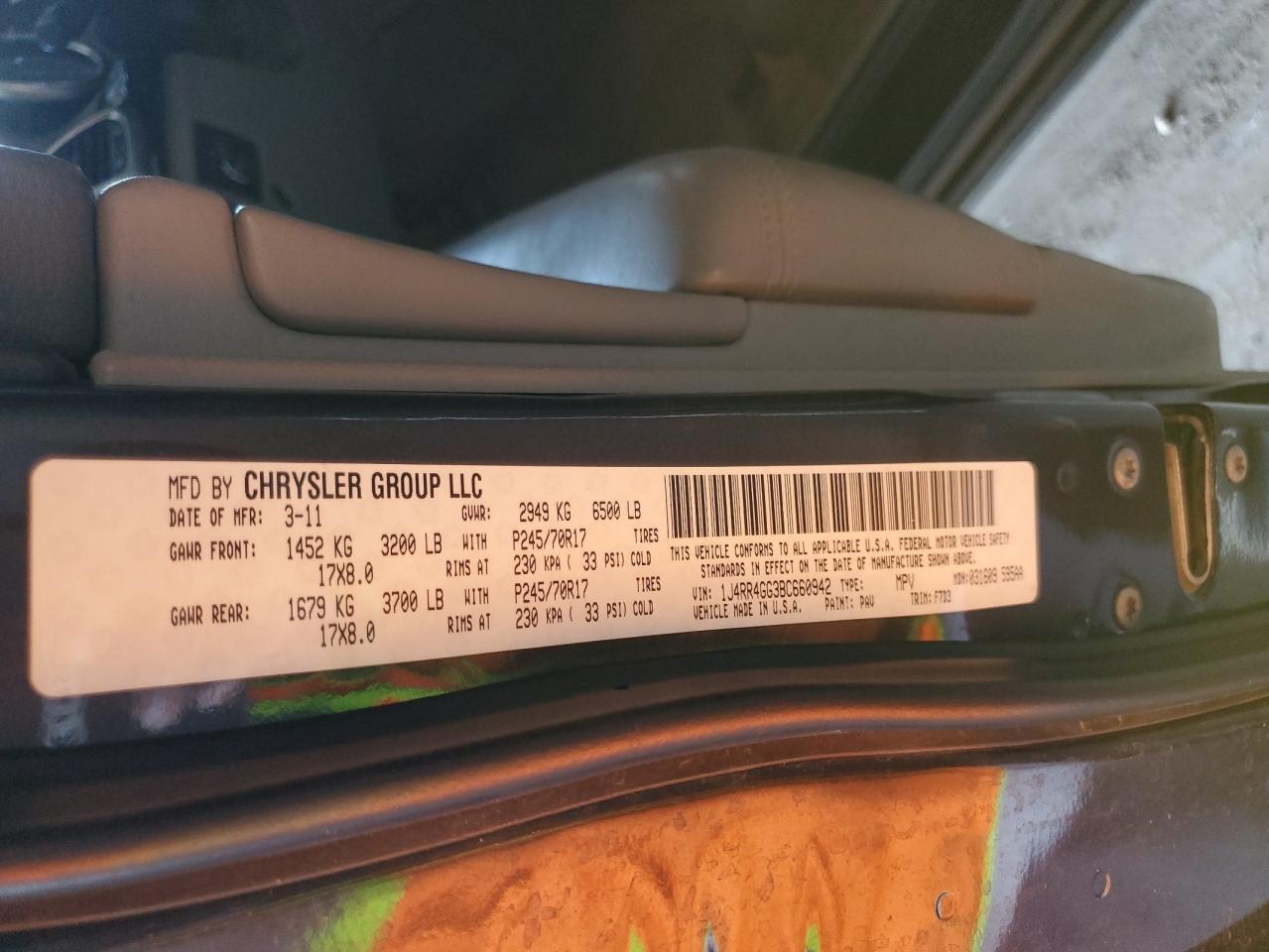 2011 Jeep Grand Cherokee Laredo VIN: 1J4RR4GG3BC660942 Lot: 82198165