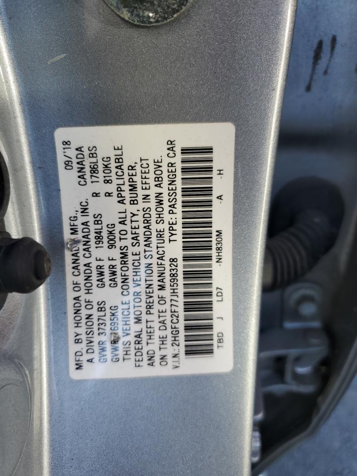 2018 Honda Civic Ex VIN: 2HGFC2F77JH598328 Lot: 82671235