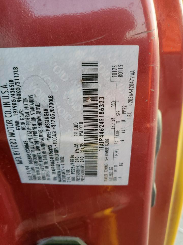 2004 Ford Mustang VIN: 1FAFP44624F186323 Lot: 81983825