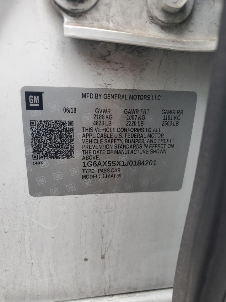 2018 Cadillac Cts Luxury VIN: 1G6AX5SX1J0184201 Lot: 85143465