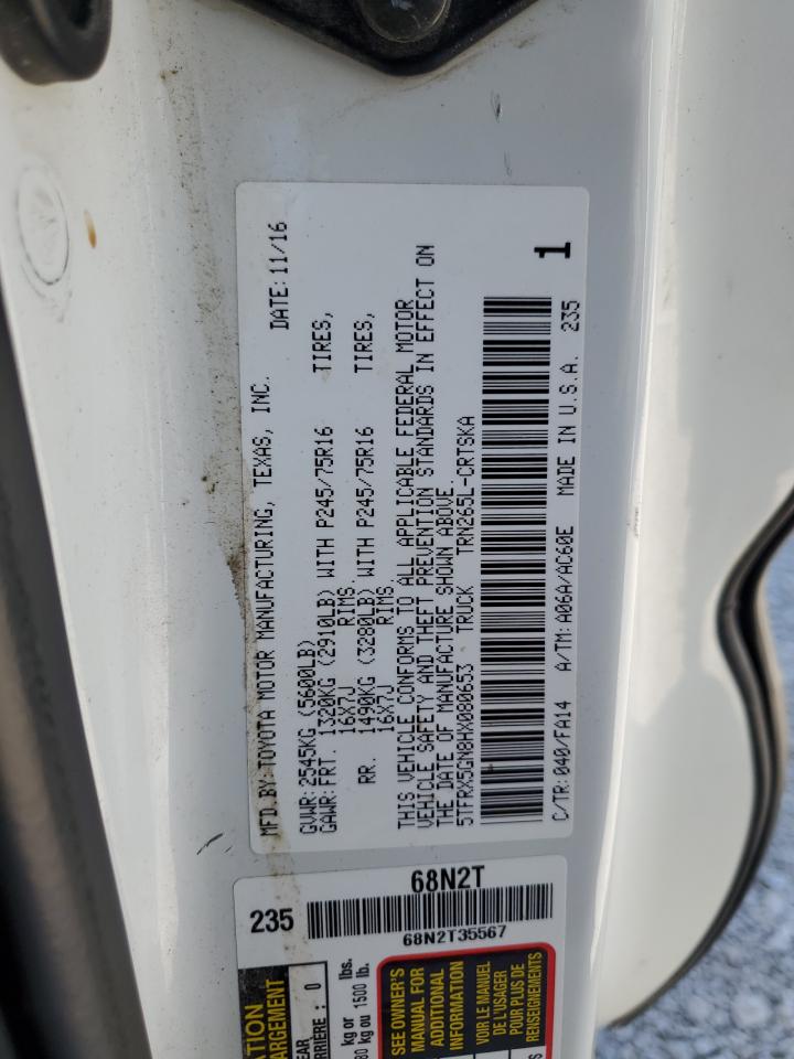 2017 Toyota Tacoma Access Cab VIN: 5TFRX5GN8HX080653 Lot: 85846035