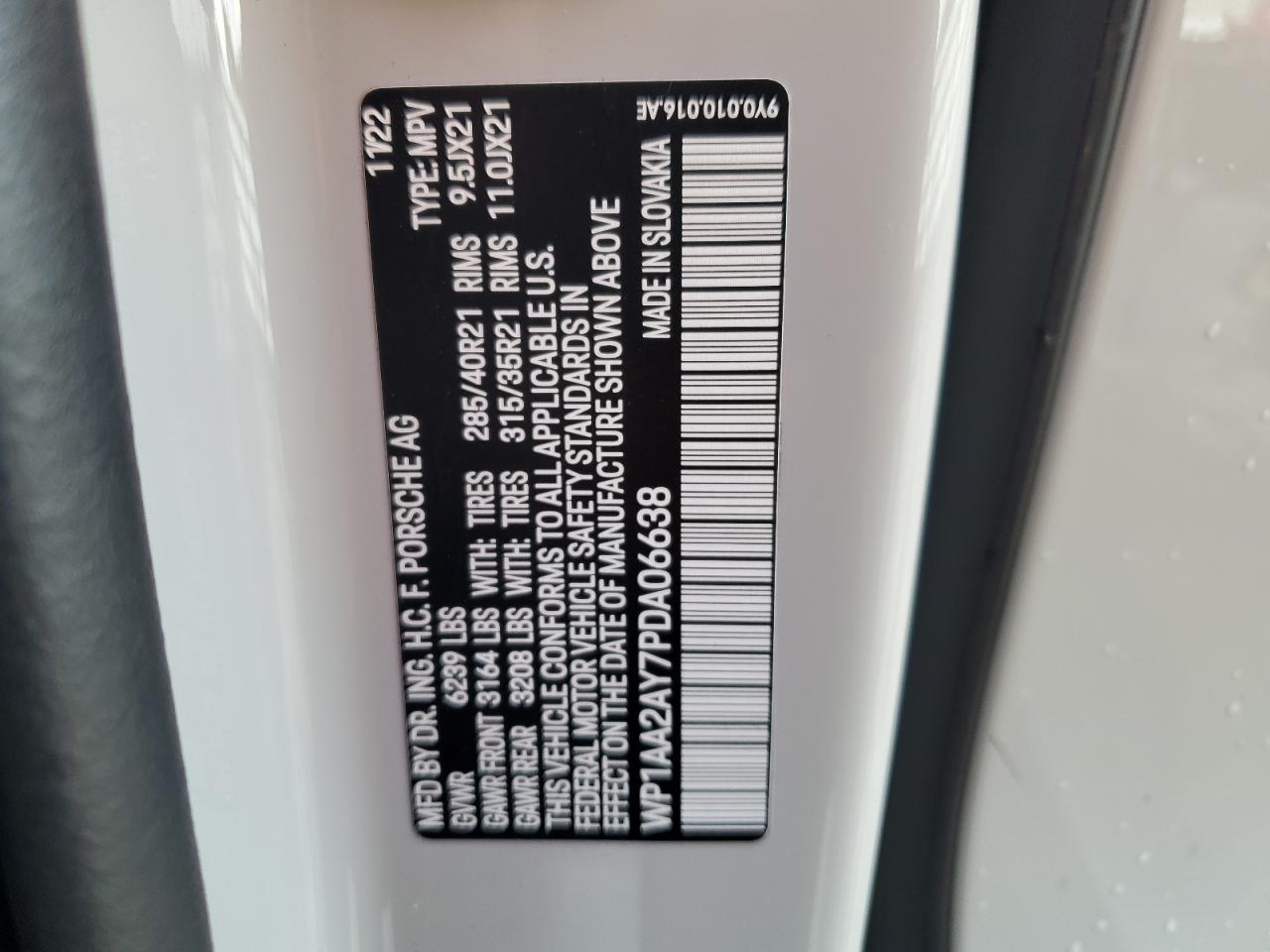 2023 Porsche Cayenne Base VIN: WP1AA2AY7PDA06638 Lot: 85833035