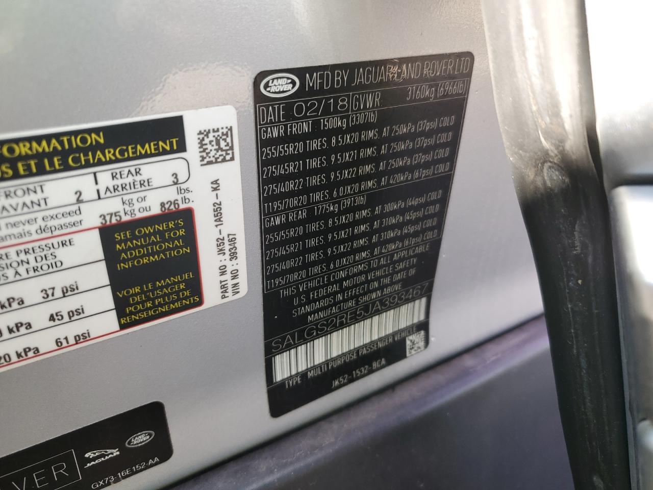 2018 Land Rover Range Rover Supercharged VIN: SALGS2RE5JA393467 Lot: 90215035