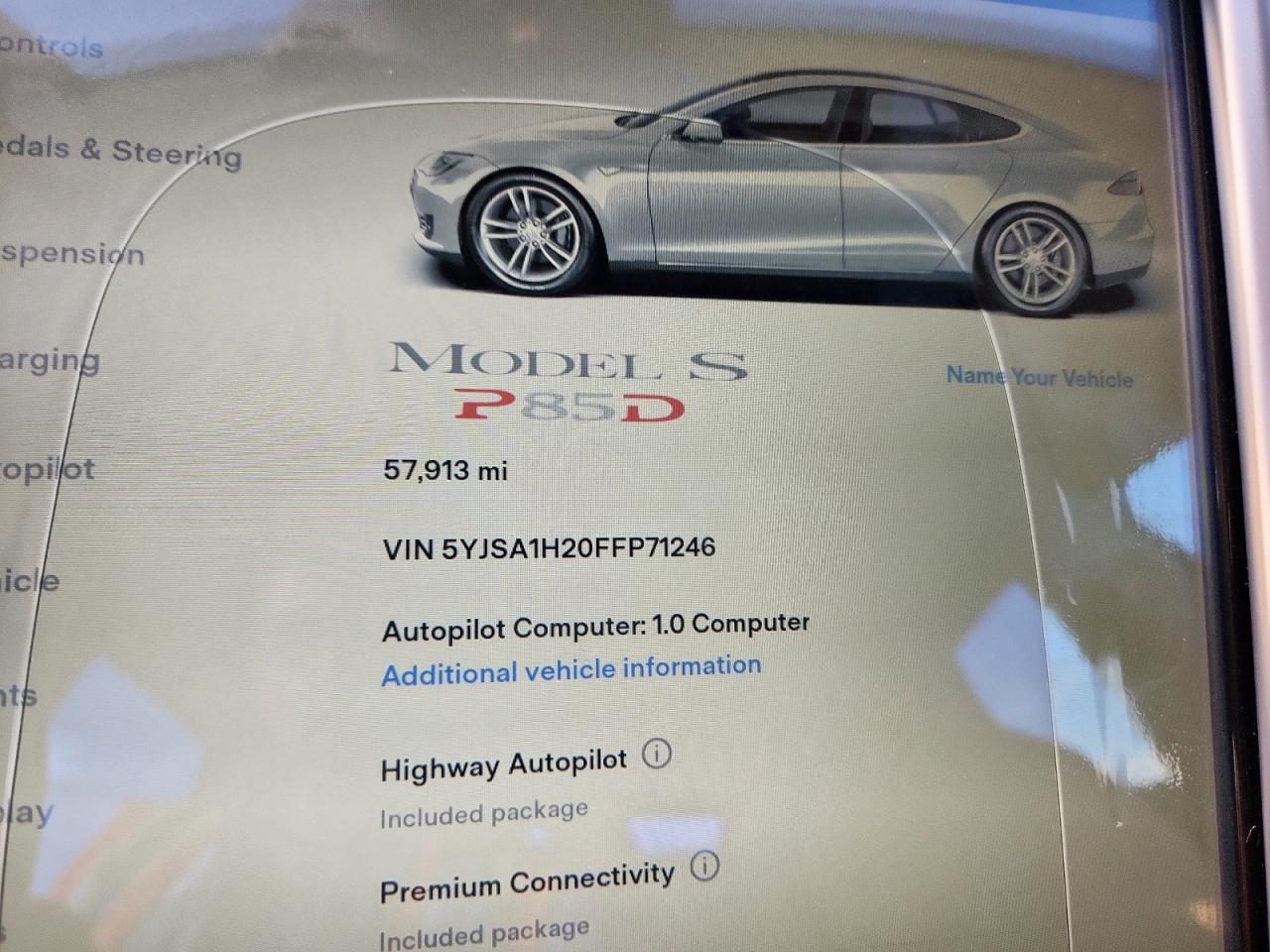 2015 Tesla Model S 85D VIN: 5YJSA1H20FFP71246 Lot: 84986095