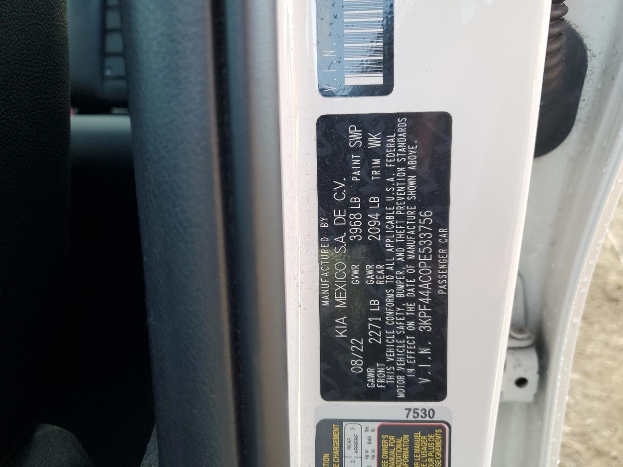 2023 Kia Forte Gt VIN: 3KPF44AC0PE533756 Lot: 87058365