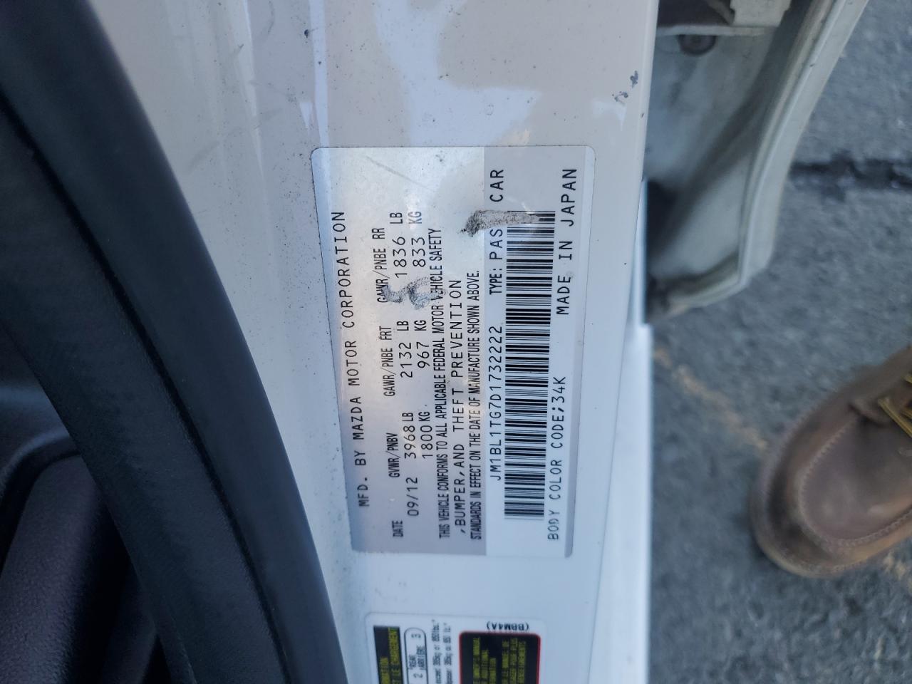 2013 Mazda 3 I VIN: JM1BL1TG7D1732222 Lot: 86799955