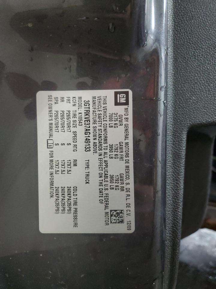 2010 GMC Sierra K1500 Sle VIN: 3GTRKVE37AG149133 Lot: 85896495