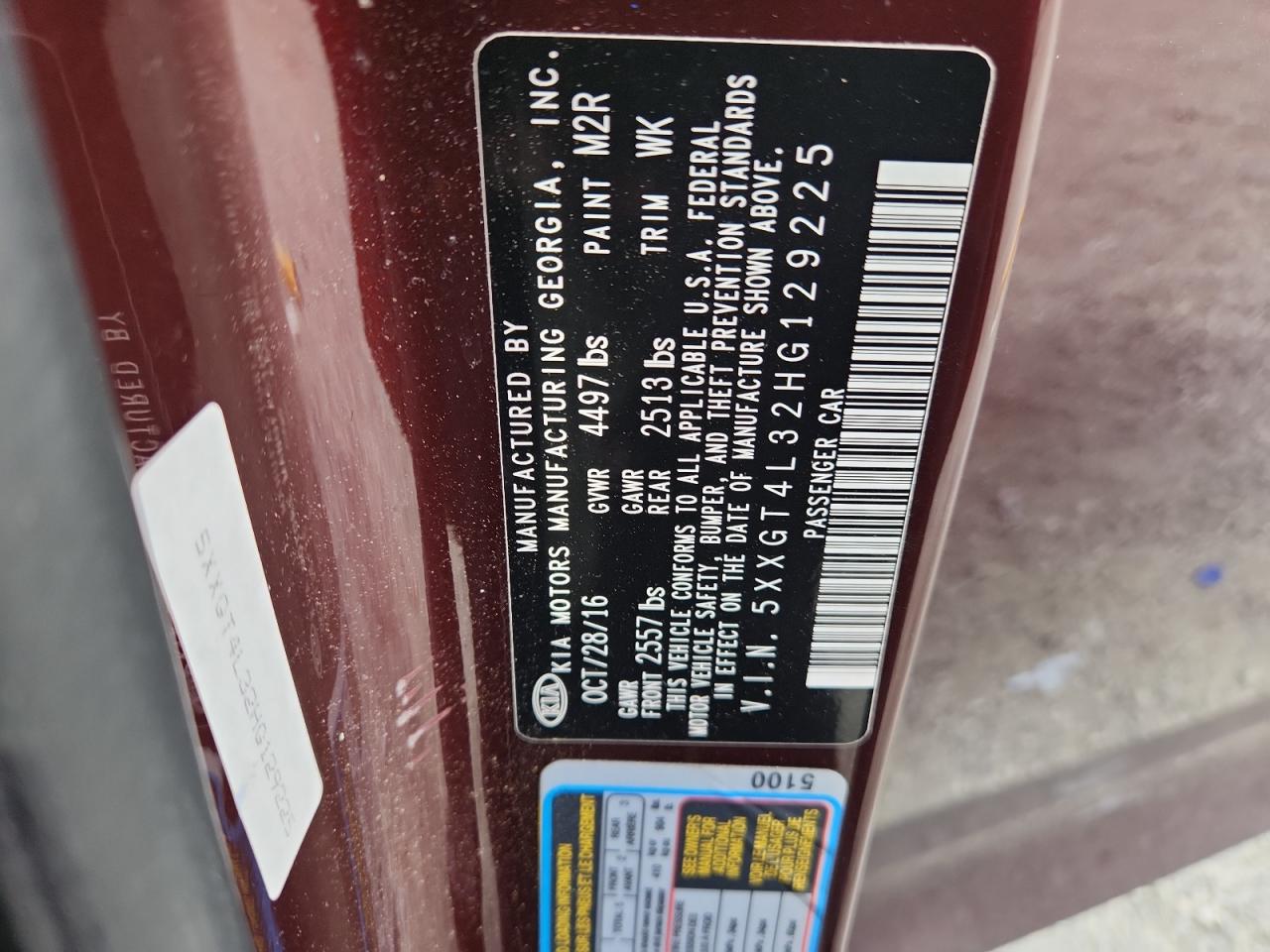 2017 Kia Optima Lx VIN: 5XXGT4L32HG129225 Lot: 85904725