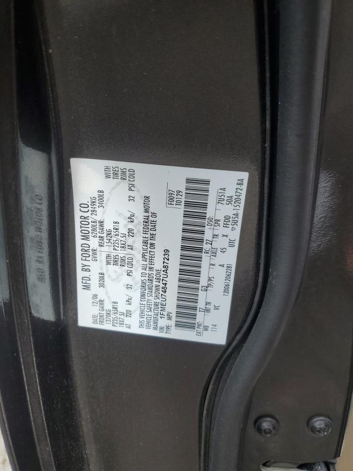 2007 Ford Explorer Eddie Bauer VIN: 1FMEU74847UA87239 Lot: 85746535