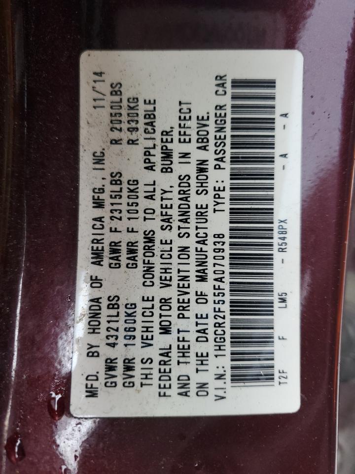 2015 Honda Accord Sport VIN: 1HGCR2F55FA070938 Lot: 86631665