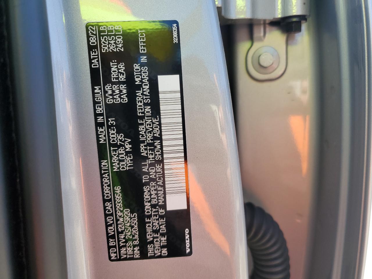 2023 Volvo Xc40 Plus VIN: YV4L12UW3P2939546 Lot: 84802965