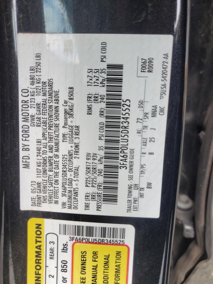 2013 Ford Fusion Se Hybrid VIN: 3FA6P0LU5DR345525 Lot: 83870775