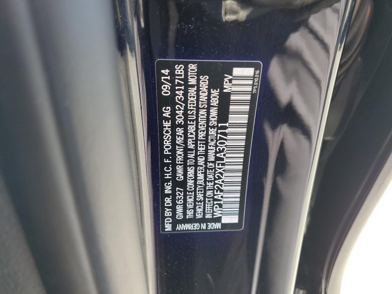 2015 Porsche Cayenne VIN: WP1AF2A2XFLA30711 Lot: 85011025