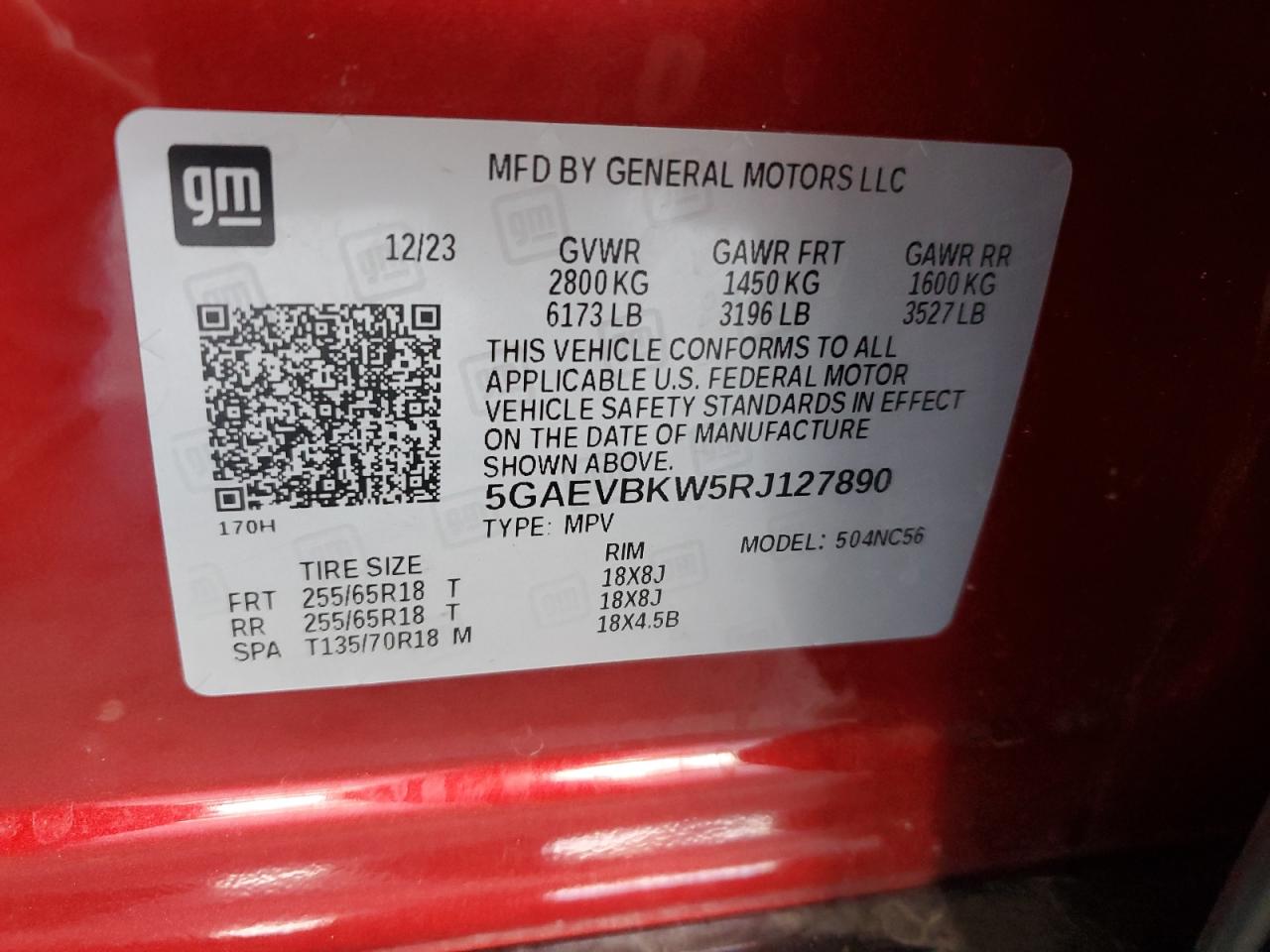 2024 Buick Enclave Premium VIN: 5GAEVBKW5RJ127890 Lot: 86718325