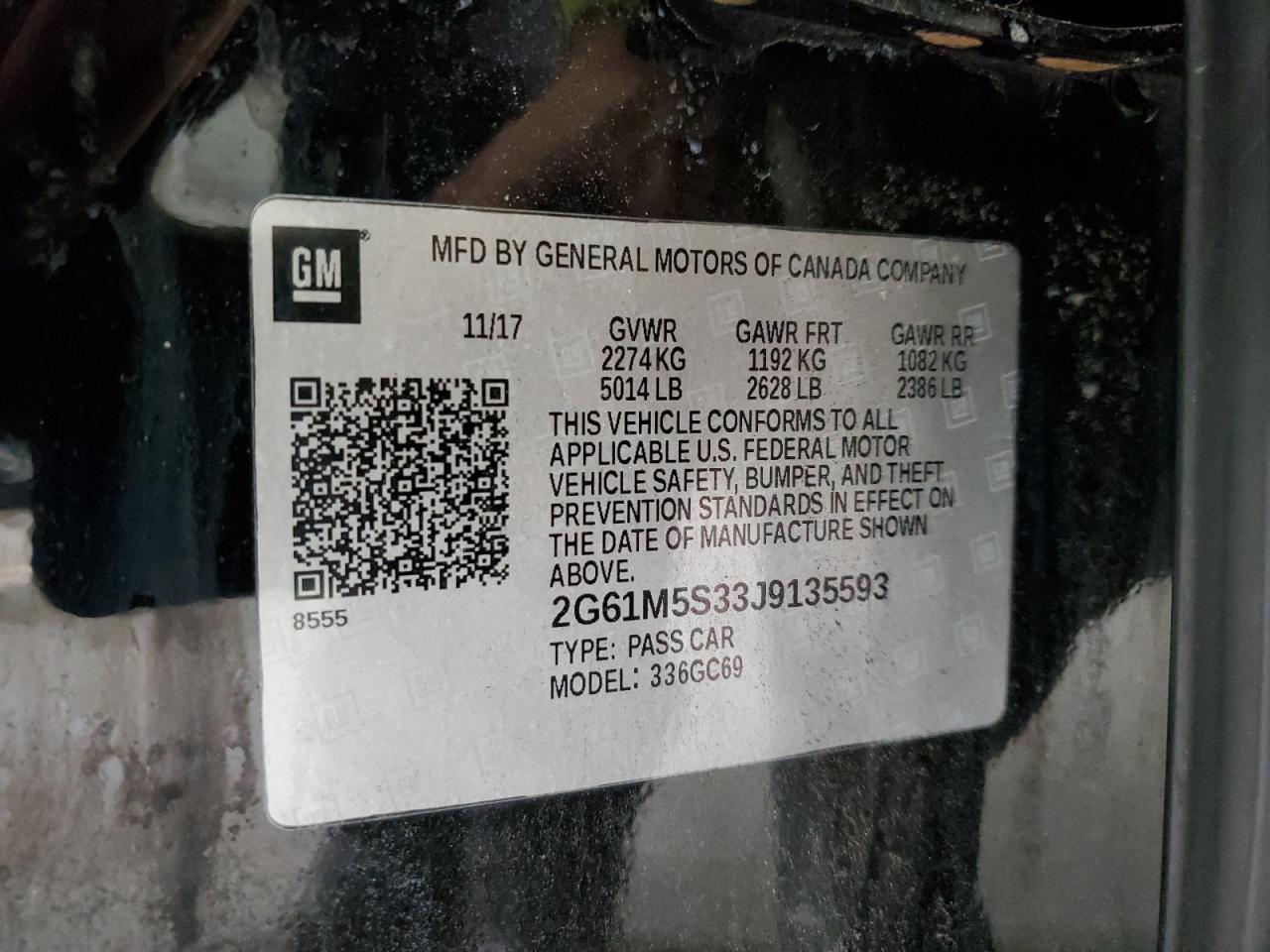 2018 Cadillac Xts Luxury VIN: 2G61M5S33J9135593 Lot: 82353135