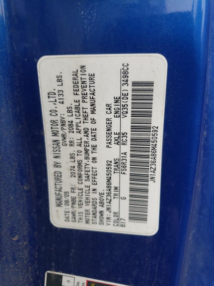 2006 Nissan 350Z Roadster VIN: JN1AZ36A86M450592 Lot: 85381555