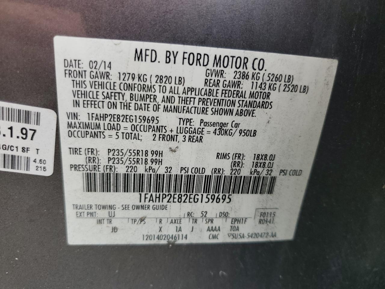 2014 Ford Taurus Sel VIN: 1FAHP2E82EG159695 Lot: 82771535