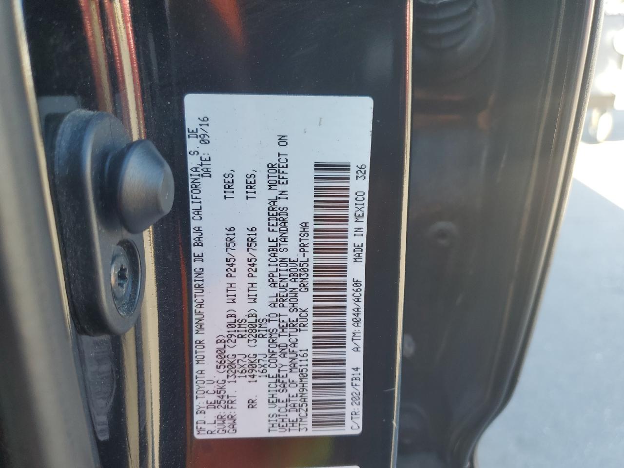 2017 Toyota Tacoma Double Cab VIN: 3TMCZ5AN9HM051161 Lot: 85575695