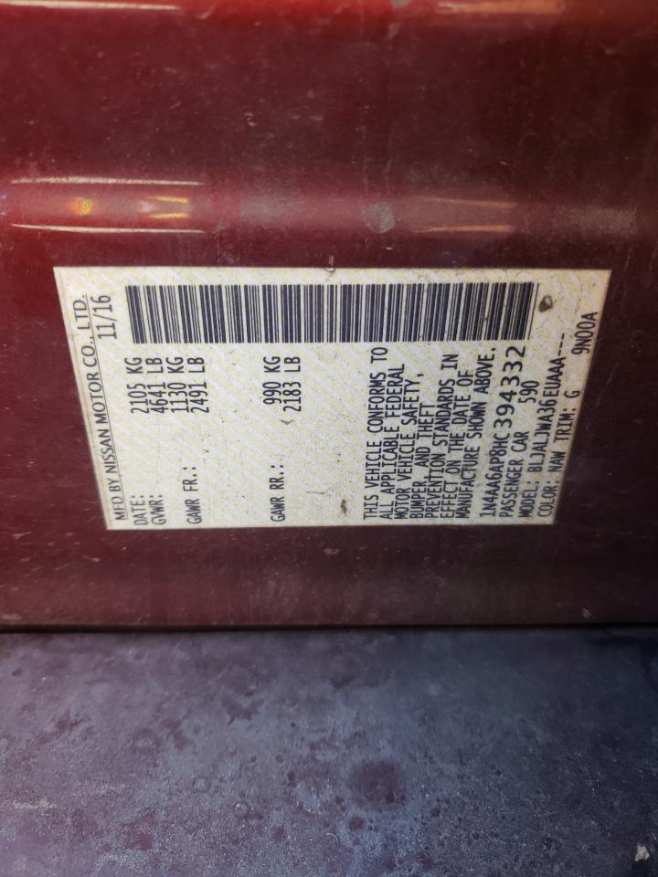 2017 Nissan Maxima 3.5S VIN: 1N4AA6AP8HC394332 Lot: 87371665