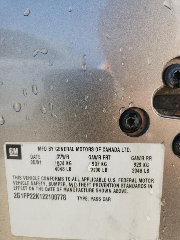 2002 Chevrolet Camaro VIN: 2G1FP22K122100778 Lot: 84067735