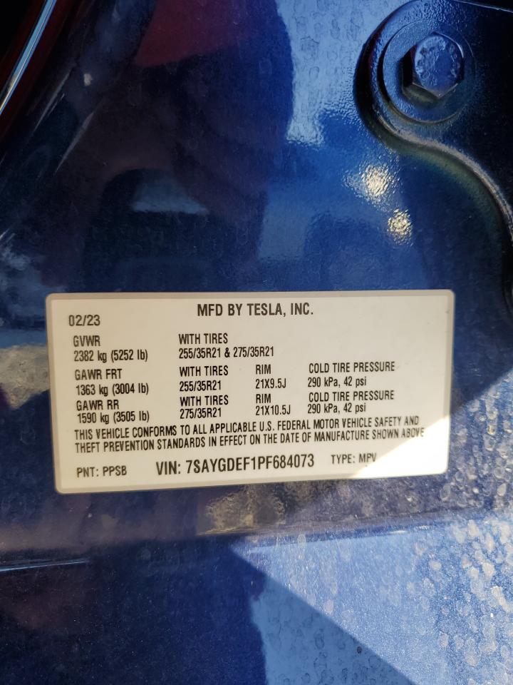 2023 Tesla Model Y VIN: 7SAYGDEF1PF684073 Lot: 90925905