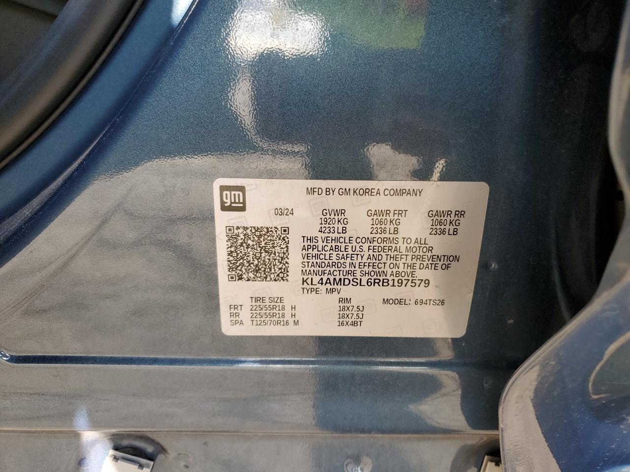 2024 Buick Encore Gx Sport Touring VIN: KL4AMDSL6RB197579 Lot: 90049715