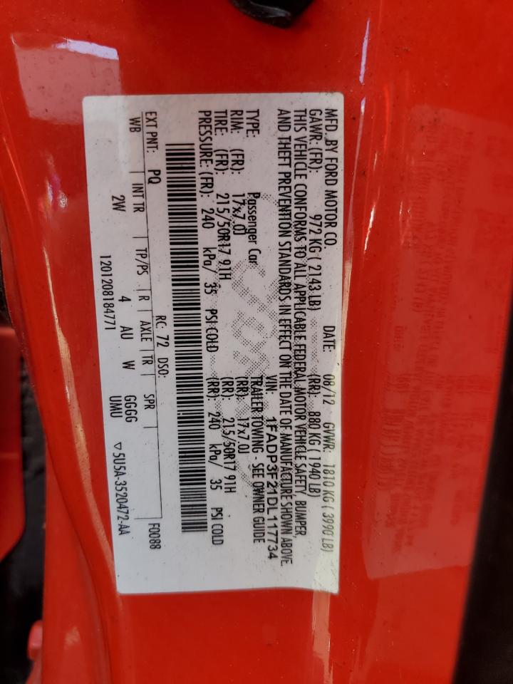 2013 Ford Focus Se VIN: 1FADP3F21DL117734 Lot: 85675515