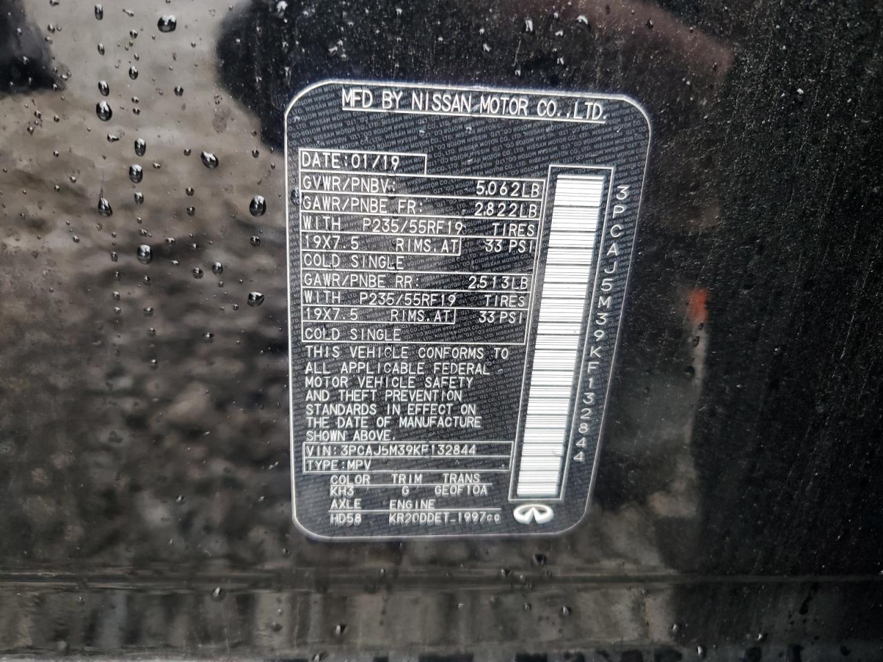 2019 Infiniti Qx50 Essential VIN: 3PCAJ5M39KF132844 Lot: 82264055