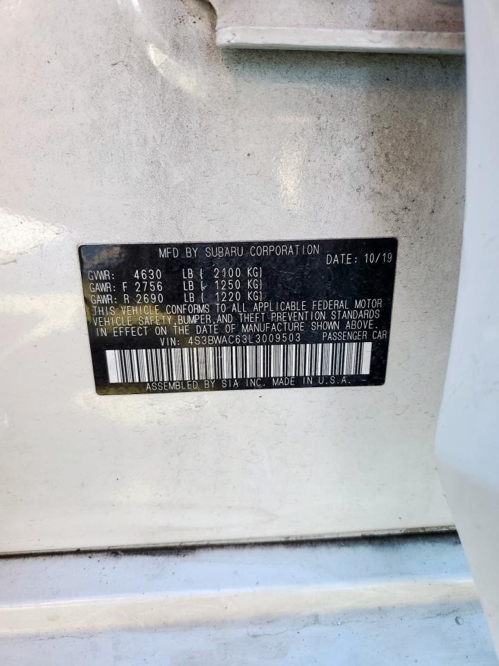 2020 Subaru Legacy Premium VIN: 4S3BWAC63L3009503 Lot: 90424935