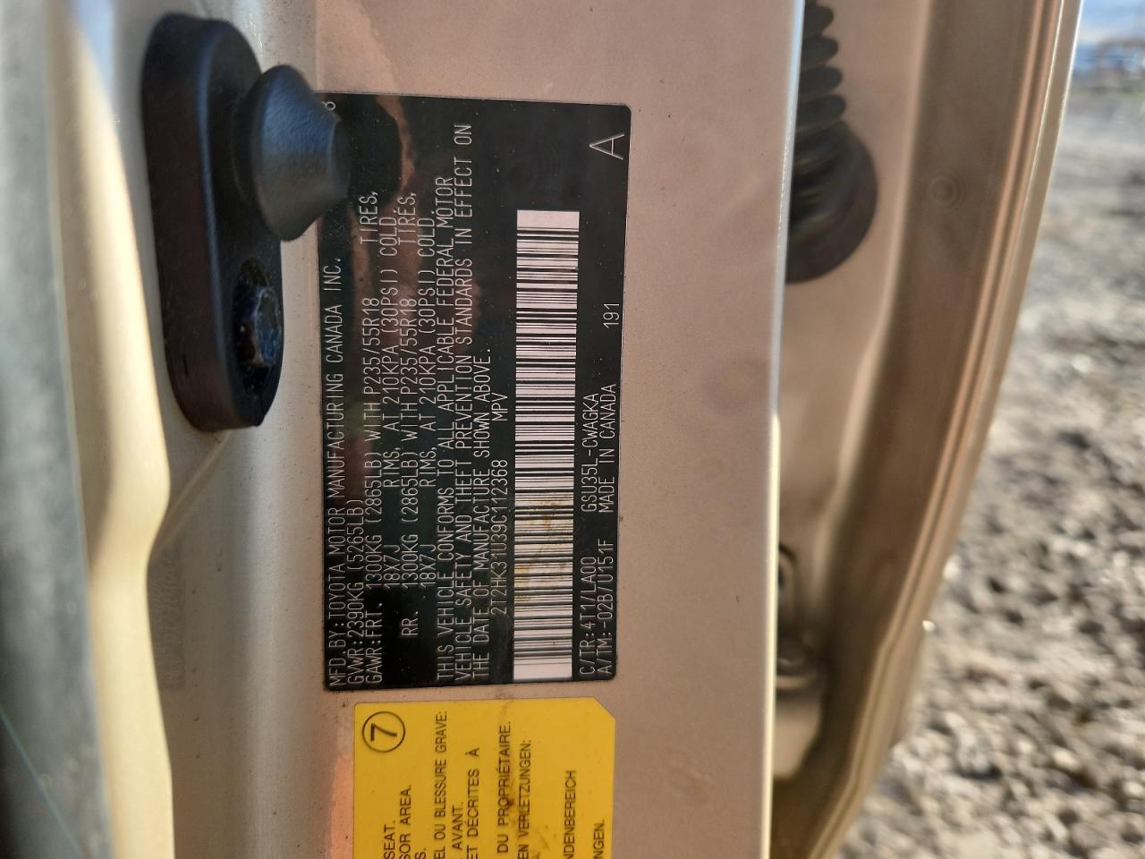 2009 Lexus Rx 350 VIN: 2T2HK31U39C112368 Lot: 87305665