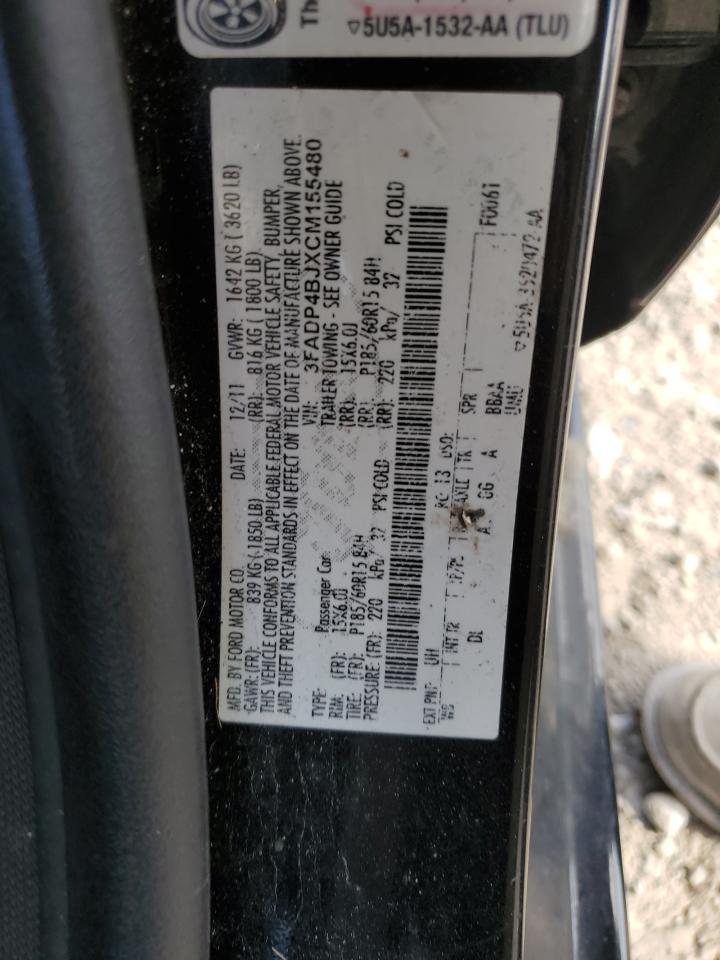 2012 Ford Fiesta Se VIN: 3FADP4BJXCM155480 Lot: 85742865