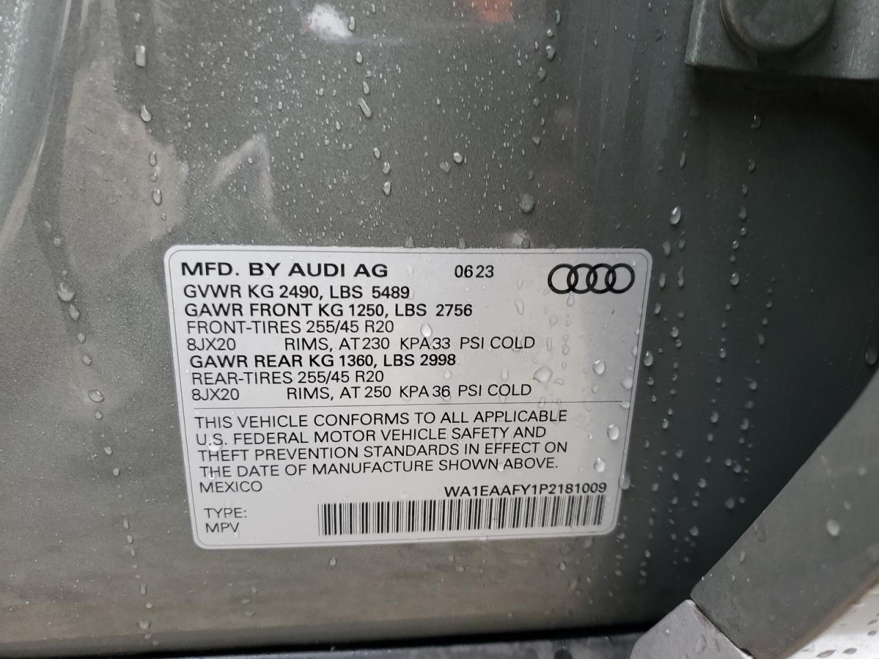 2023 Audi Q5 Premium Plus 45 VIN: WA1EAAFY1P2181009 Lot: 90584405