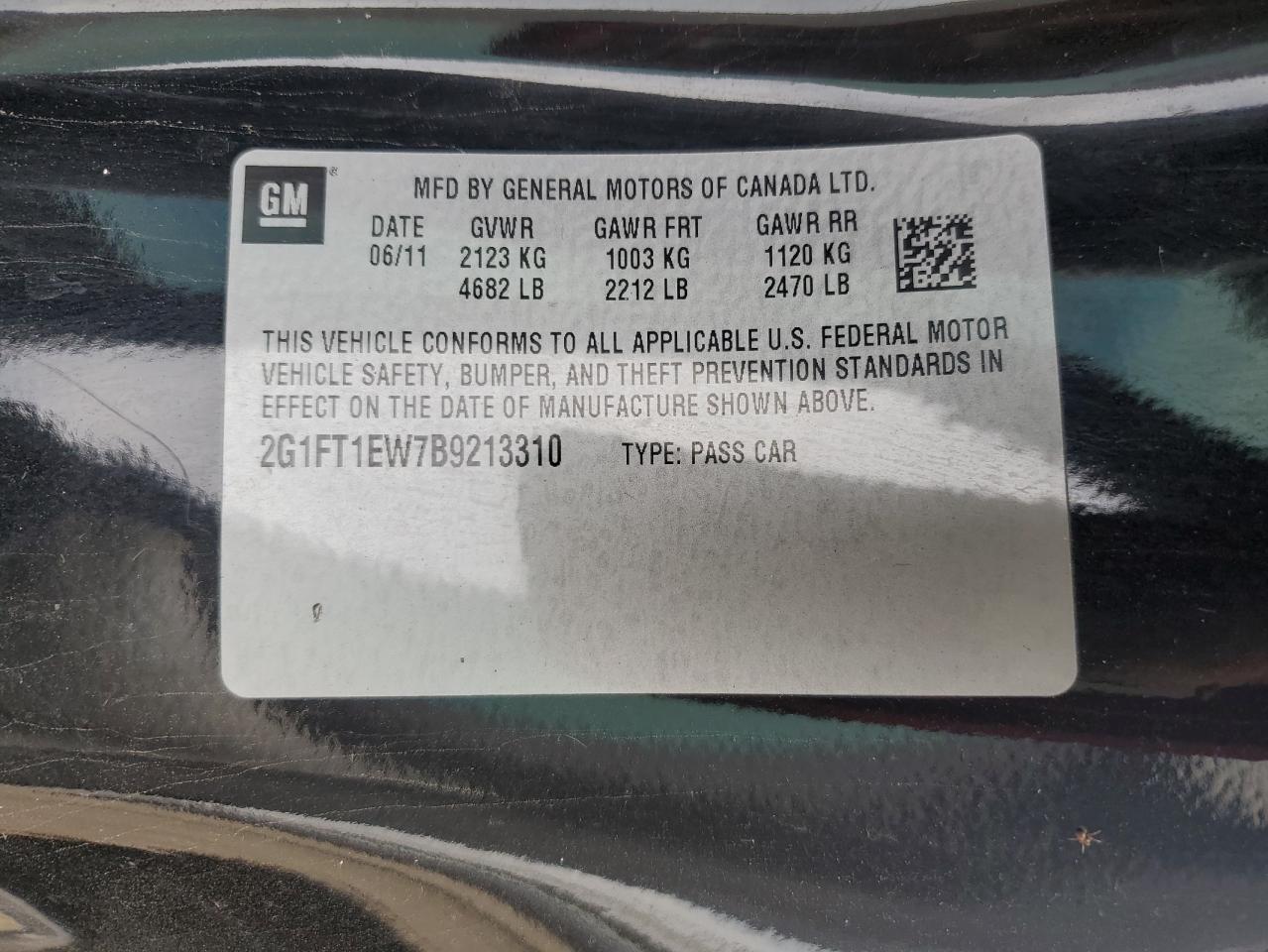 2011 Chevrolet Camaro 2Ss VIN: 2G1FT1EW7B9213310 Lot: 82465885