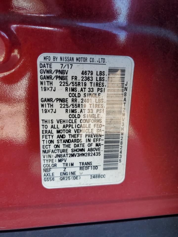 2017 Nissan Rogue S VIN: JN8AT2MV3HW282435 Lot: 86056355