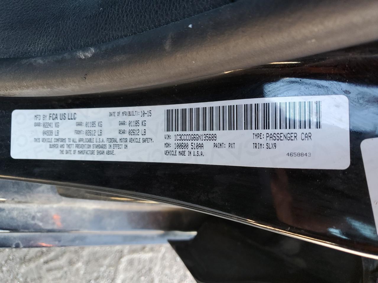 2016 Chrysler 200 S VIN: 1C3CCCDG6GN135689 Lot: 81529295