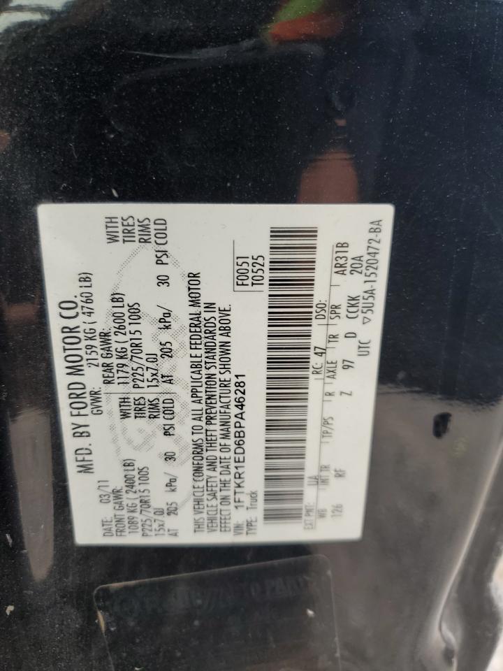 2011 Ford Ranger Super Cab VIN: 1FTKR1ED6BPA46281 Lot: 82190005