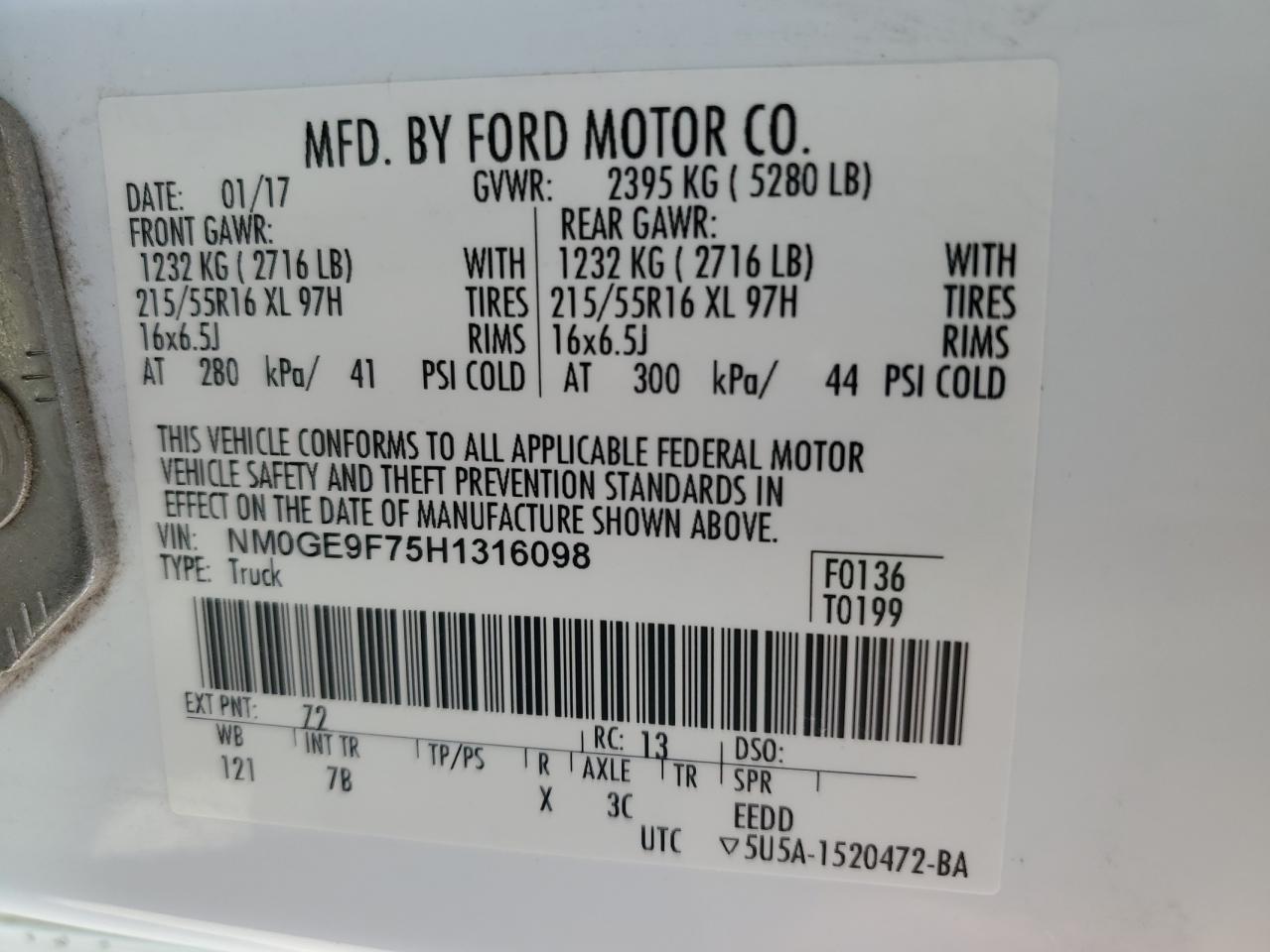 2017 Ford Transit Connect Xlt VIN: NM0GE9F75H1316098 Lot: 82587275