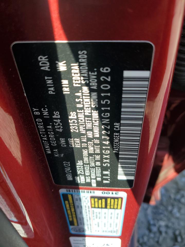 2022 Kia K5 Lxs VIN: 5XXG14J22NG151026 Lot: 82721235