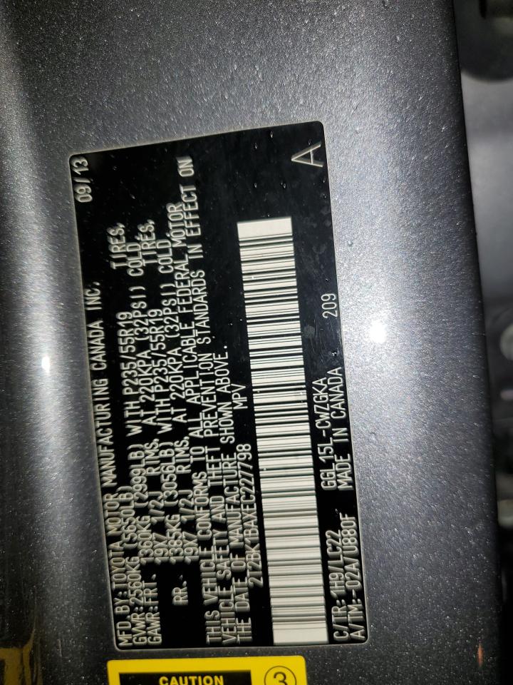 2014 Lexus Rx 350 Base VIN: 2T2BK1BAXEC227798 Lot: 86176465