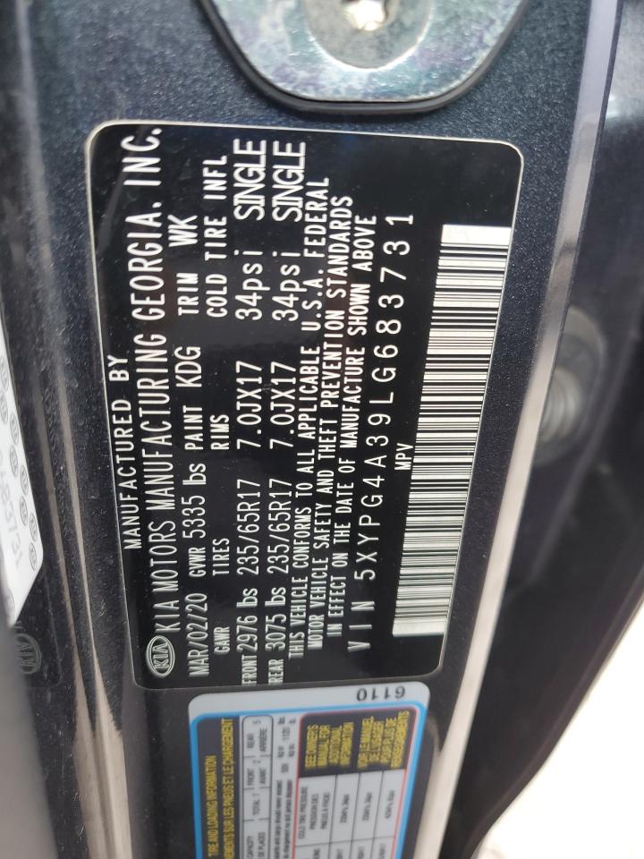 2020 Kia Sorento L VIN: 5XYPG4A39LG683731 Lot: 85517535