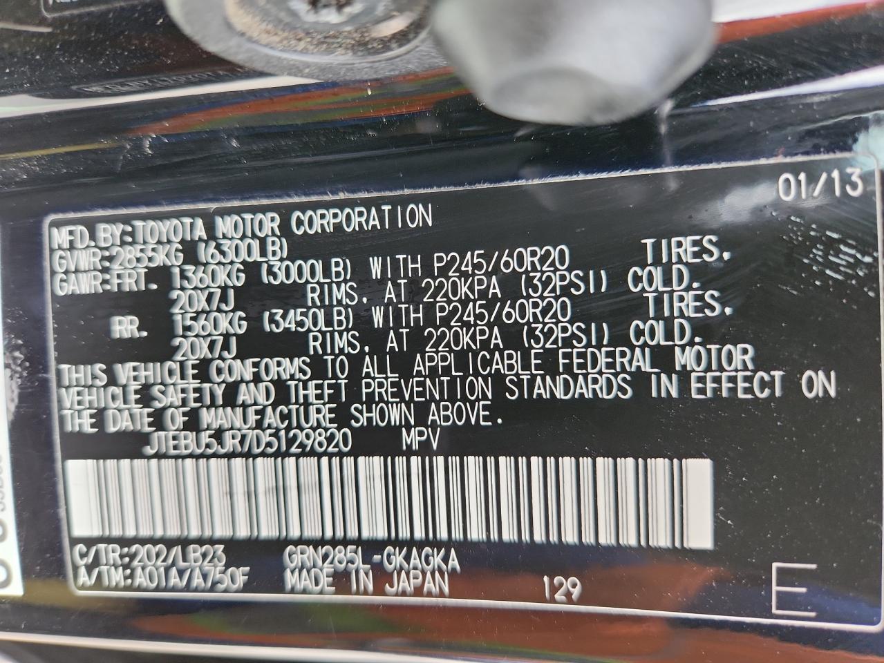 2013 Toyota 4Runner Sr5 VIN: JTEBU5JR7D5129820 Lot: 85722365