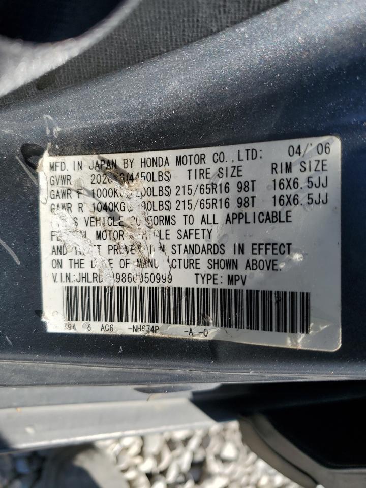 2006 Honda Cr-V Se VIN: JHLRD78986C050999 Lot: 82417105