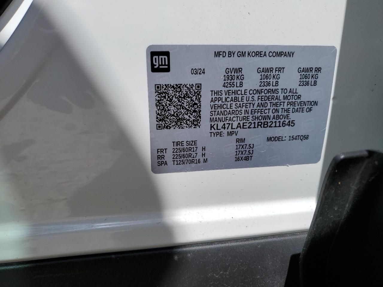 2024 Buick Envista Preferred VIN: KL47LAE21RB211645 Lot: 84936765