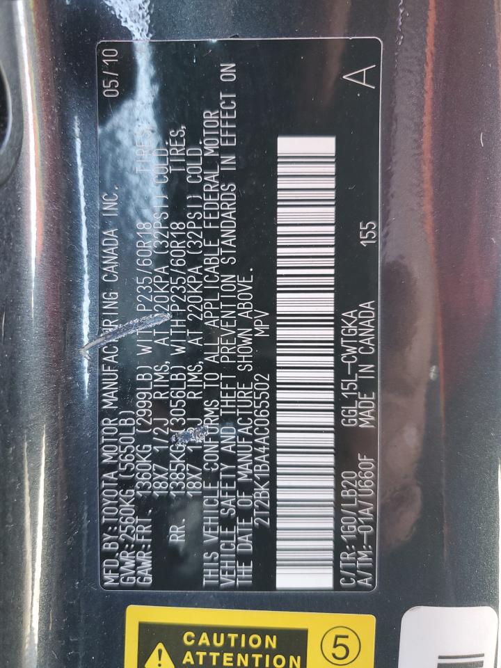 2010 Lexus Rx 350 VIN: 2T2BK1BA4AC065502 Lot: 82411395