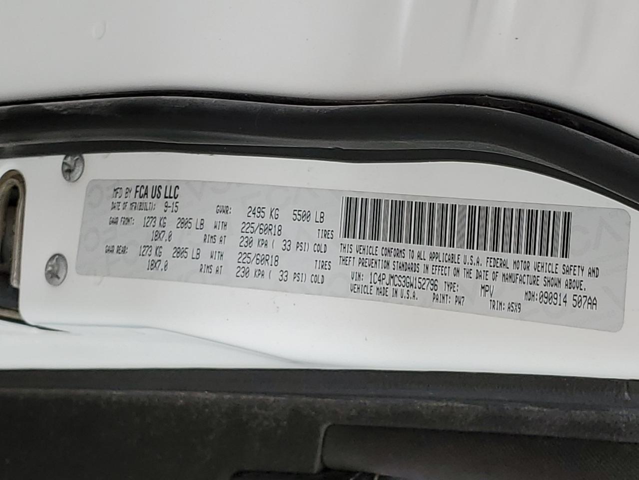 2016 Jeep Cherokee Latitude VIN: 1C4PJMCS3GW152796 Lot: 87222965