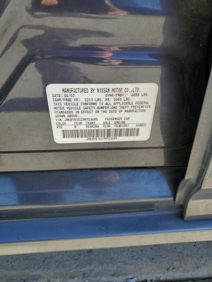 2007 Infiniti G35 VIN: JNKBV61E27M723485 Lot: 85959345