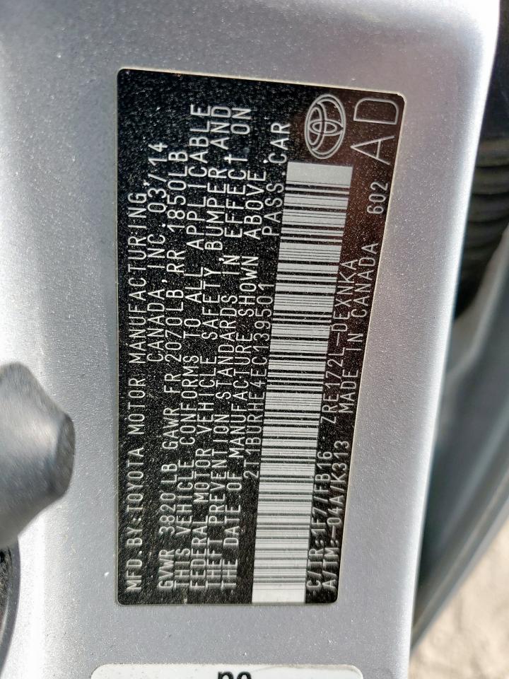 2014 Toyota Corolla L VIN: 2T1BURHE4EC139501 Lot: 82384205